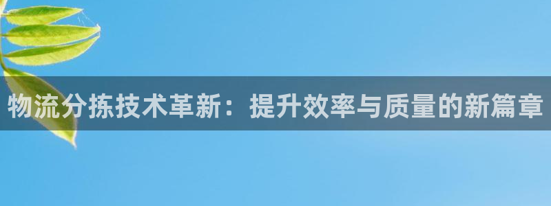 豪门国际注册链接：物流分拣技术革新：提升效率与质量的新篇章